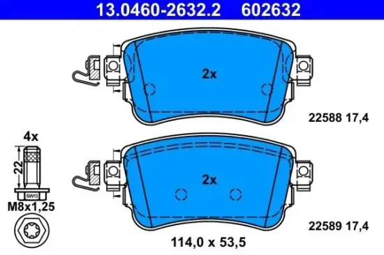 Bremsbelagsatz, Scheibenbremse Hinterachse ATE 13.0460-2632.2 Bild Bremsbelagsatz, Scheibenbremse Hinterachse ATE 13.0460-2632.2