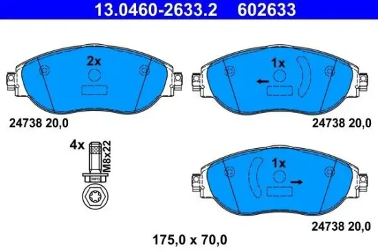 Bremsbelagsatz, Scheibenbremse ATE 13.0460-2633.2 Bild Bremsbelagsatz, Scheibenbremse ATE 13.0460-2633.2