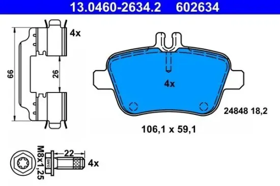 Bremsbelagsatz, Scheibenbremse ATE 13.0460-2634.2 Bild Bremsbelagsatz, Scheibenbremse ATE 13.0460-2634.2