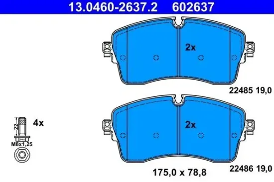 Bremsbelagsatz, Scheibenbremse Vorderachse ATE 13.0460-2637.2 Bild Bremsbelagsatz, Scheibenbremse Vorderachse ATE 13.0460-2637.2