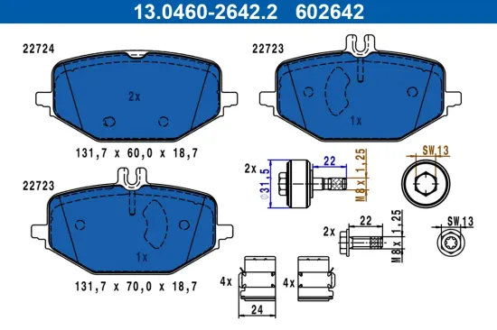 Bremsbelagsatz, Scheibenbremse Hinterachse ATE 13.0460-2642.2 Bild Bremsbelagsatz, Scheibenbremse Hinterachse ATE 13.0460-2642.2