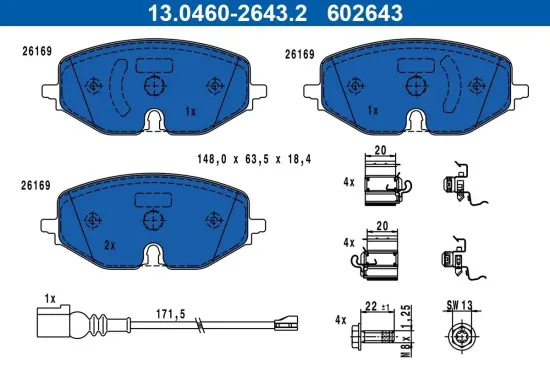 Bremsbelagsatz, Scheibenbremse ATE 13.0460-2643.2 Bild Bremsbelagsatz, Scheibenbremse ATE 13.0460-2643.2