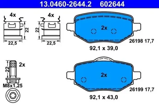 Bremsbelagsatz, Scheibenbremse ATE 13.0460-2644.2 Bild Bremsbelagsatz, Scheibenbremse ATE 13.0460-2644.2