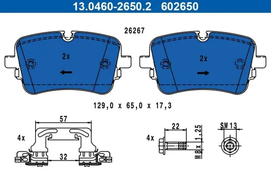 Bremsbelagsatz, Scheibenbremse ATE 13.0460-2650.2 Bild Bremsbelagsatz, Scheibenbremse ATE 13.0460-2650.2