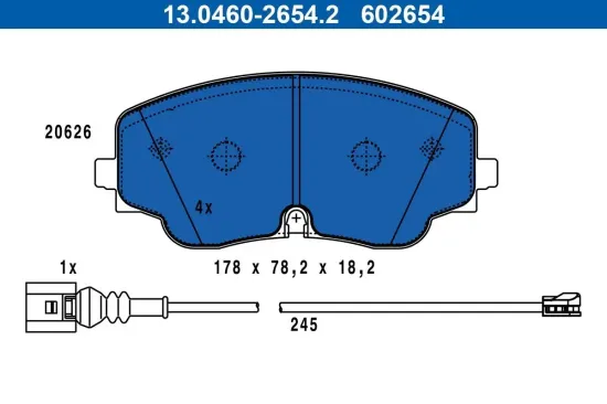 Bremsbelagsatz, Scheibenbremse ATE 13.0460-2654.2 Bild Bremsbelagsatz, Scheibenbremse ATE 13.0460-2654.2