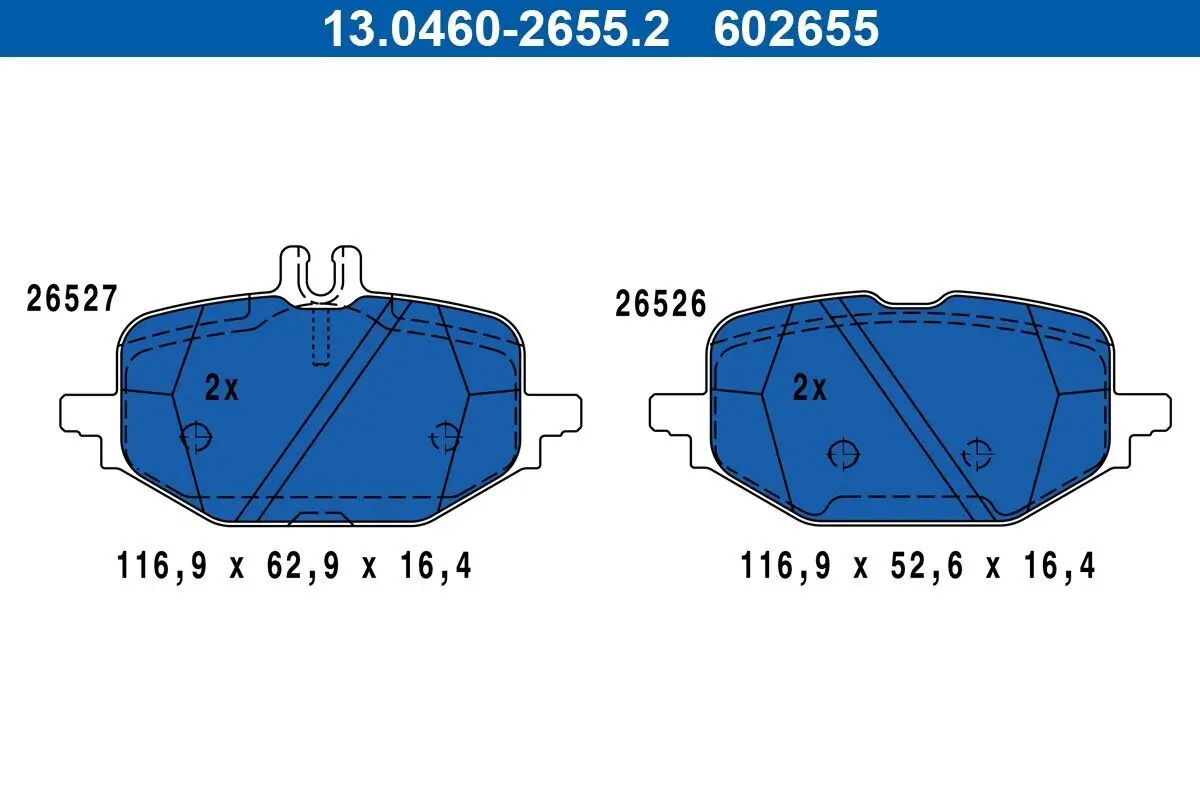 Bremsbelagsatz, Scheibenbremse Hinterachse ATE 13.0460-2655.2