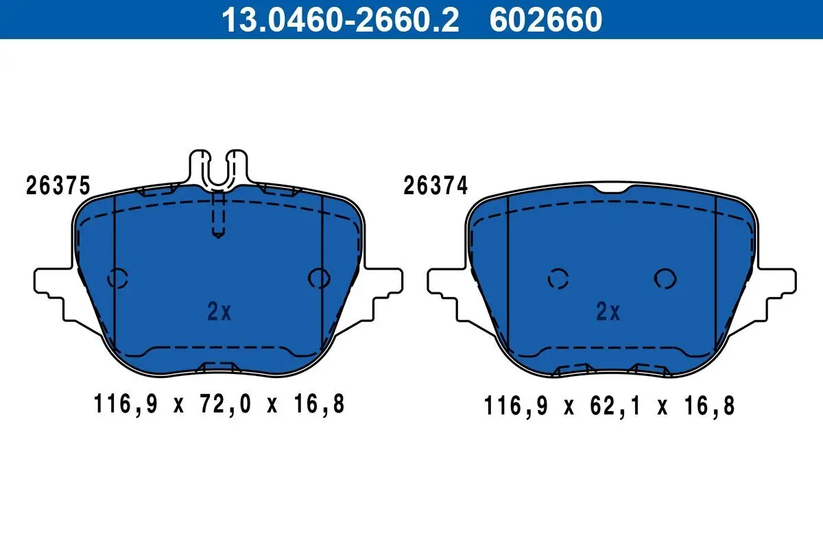 Bremsbelagsatz, Scheibenbremse ATE 13.0460-2660.2