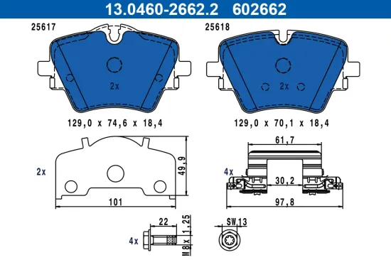 Bremsbelagsatz, Scheibenbremse ATE 13.0460-2662.2 Bild Bremsbelagsatz, Scheibenbremse ATE 13.0460-2662.2