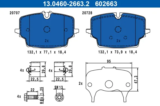 Bremsbelagsatz, Scheibenbremse Vorderachse ATE 13.0460-2663.2 Bild Bremsbelagsatz, Scheibenbremse Vorderachse ATE 13.0460-2663.2