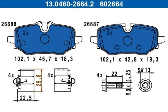 Bremsbelagsatz, Scheibenbremse ATE 13.0460-2664.2 Bild Bremsbelagsatz, Scheibenbremse ATE 13.0460-2664.2