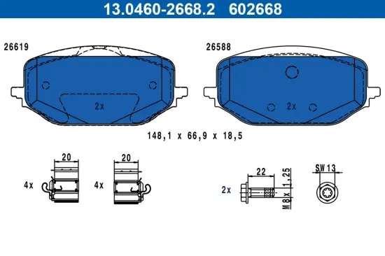 Bremsbelagsatz, Scheibenbremse ATE 13.0460-2668.2 Bild Bremsbelagsatz, Scheibenbremse ATE 13.0460-2668.2