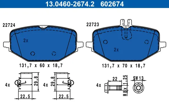 Bremsbelagsatz, Scheibenbremse Hinterachse ATE 13.0460-2674.2 Bild Bremsbelagsatz, Scheibenbremse Hinterachse ATE 13.0460-2674.2