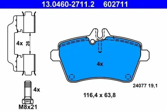 Bremsbelagsatz, Scheibenbremse ATE 13.0460-2711.2 Bild Bremsbelagsatz, Scheibenbremse ATE 13.0460-2711.2