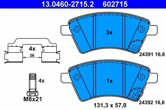 Bremsbelagsatz, Scheibenbremse ATE 13.0460-2715.2 Bild Bremsbelagsatz, Scheibenbremse ATE 13.0460-2715.2