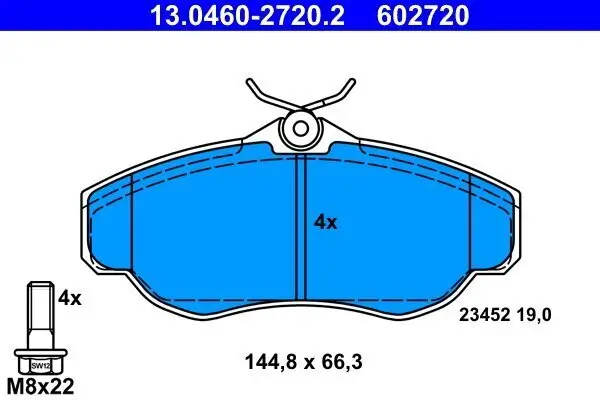 Bremsbelagsatz, Scheibenbremse Vorderachse ATE 13.0460-2720.2