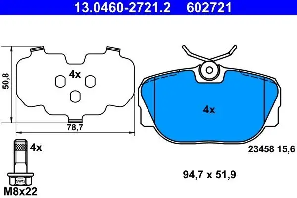 Bremsbelagsatz, Scheibenbremse ATE 13.0460-2721.2