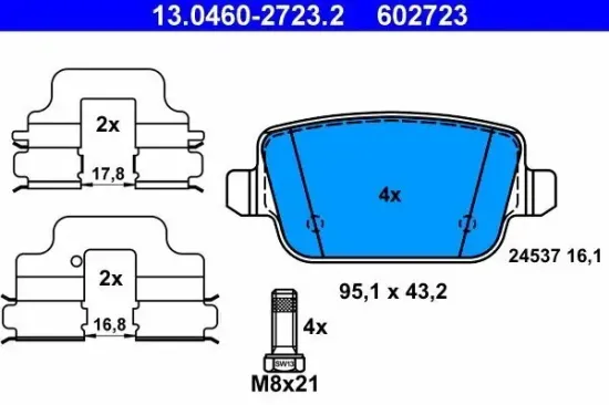 Bremsbelagsatz, Scheibenbremse ATE 13.0460-2723.2 Bild Bremsbelagsatz, Scheibenbremse ATE 13.0460-2723.2