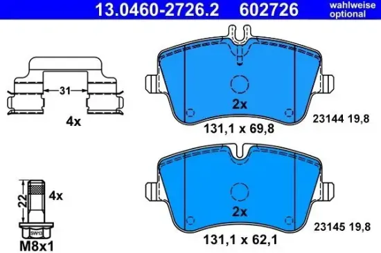 Bremsbelagsatz, Scheibenbremse ATE 13.0460-2726.2 Bild Bremsbelagsatz, Scheibenbremse ATE 13.0460-2726.2