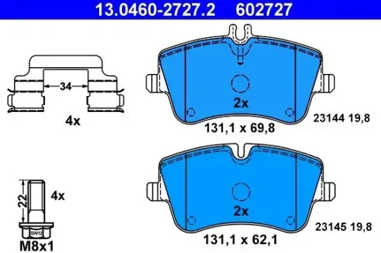 Bremsbelagsatz, Scheibenbremse ATE 13.0460-2727.2 Bild Bremsbelagsatz, Scheibenbremse ATE 13.0460-2727.2