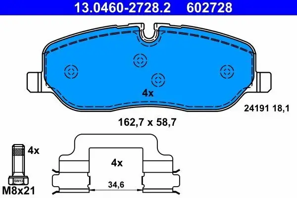 Bremsbelagsatz, Scheibenbremse ATE 13.0460-2728.2