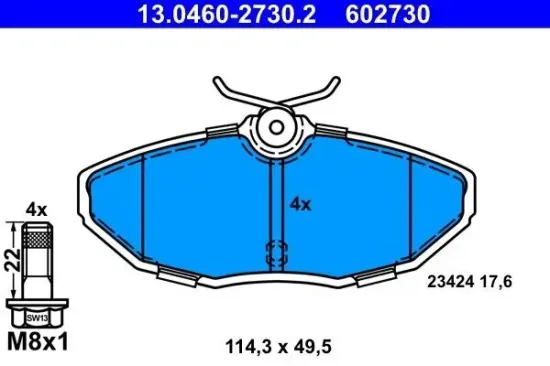 Bremsbelagsatz, Scheibenbremse Hinterachse ATE 13.0460-2730.2 Bild Bremsbelagsatz, Scheibenbremse Hinterachse ATE 13.0460-2730.2