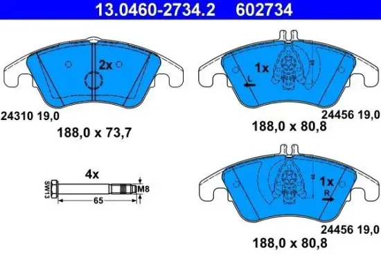 Bremsbelagsatz, Scheibenbremse ATE 13.0460-2734.2 Bild Bremsbelagsatz, Scheibenbremse ATE 13.0460-2734.2