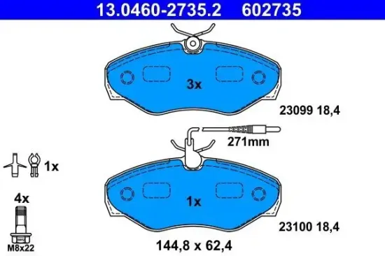 Bremsbelagsatz, Scheibenbremse Vorderachse ATE 13.0460-2735.2 Bild Bremsbelagsatz, Scheibenbremse Vorderachse ATE 13.0460-2735.2