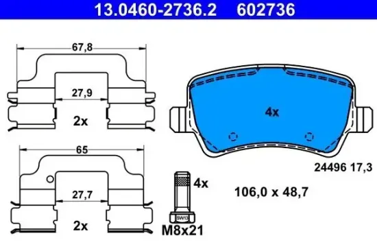 Bremsbelagsatz, Scheibenbremse ATE 13.0460-2736.2 Bild Bremsbelagsatz, Scheibenbremse ATE 13.0460-2736.2