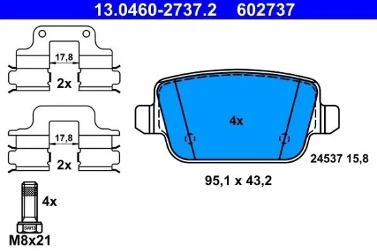 Bremsbelagsatz, Scheibenbremse ATE 13.0460-2737.2 Bild Bremsbelagsatz, Scheibenbremse ATE 13.0460-2737.2