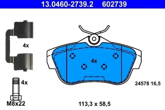 Bremsbelagsatz, Scheibenbremse Hinterachse ATE 13.0460-2739.2 Bild Bremsbelagsatz, Scheibenbremse Hinterachse ATE 13.0460-2739.2