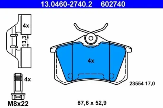 Bremsbelagsatz, Scheibenbremse ATE 13.0460-2740.2 Bild Bremsbelagsatz, Scheibenbremse ATE 13.0460-2740.2