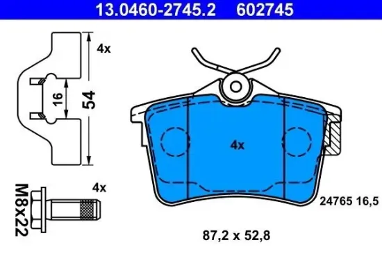 Bremsbelagsatz, Scheibenbremse ATE 13.0460-2745.2 Bild Bremsbelagsatz, Scheibenbremse ATE 13.0460-2745.2