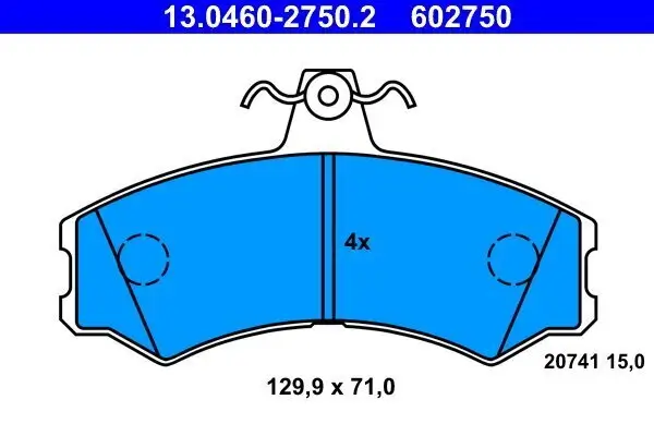 Bremsbelagsatz, Scheibenbremse Vorderachse ATE 13.0460-2750.2