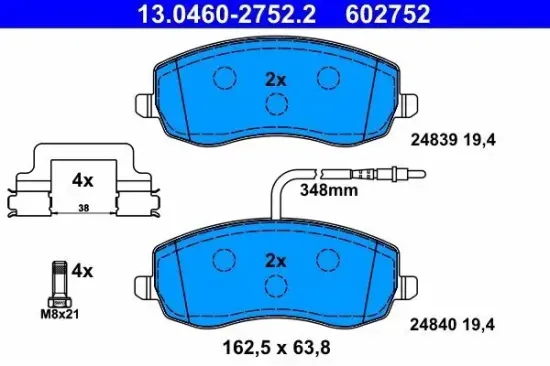 Bremsbelagsatz, Scheibenbremse ATE 13.0460-2752.2 Bild Bremsbelagsatz, Scheibenbremse ATE 13.0460-2752.2