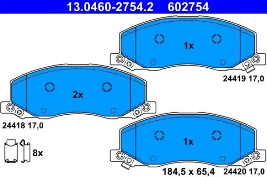 Bremsbelagsatz, Scheibenbremse Vorderachse ATE 13.0460-2754.2 Bild Bremsbelagsatz, Scheibenbremse Vorderachse ATE 13.0460-2754.2