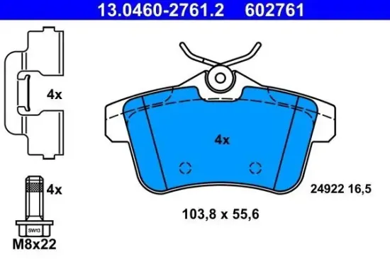 Bremsbelagsatz, Scheibenbremse ATE 13.0460-2761.2 Bild Bremsbelagsatz, Scheibenbremse ATE 13.0460-2761.2