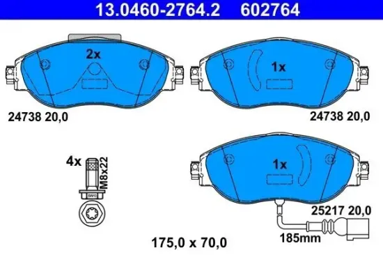 Bremsbelagsatz, Scheibenbremse ATE 13.0460-2764.2 Bild Bremsbelagsatz, Scheibenbremse ATE 13.0460-2764.2