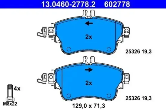 Bremsbelagsatz, Scheibenbremse ATE 13.0460-2778.2 Bild Bremsbelagsatz, Scheibenbremse ATE 13.0460-2778.2