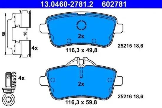 Bremsbelagsatz, Scheibenbremse ATE 13.0460-2781.2 Bild Bremsbelagsatz, Scheibenbremse ATE 13.0460-2781.2