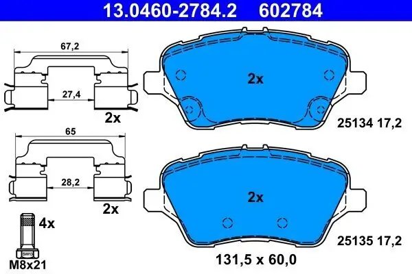 Bremsbelagsatz, Scheibenbremse ATE 13.0460-2784.2