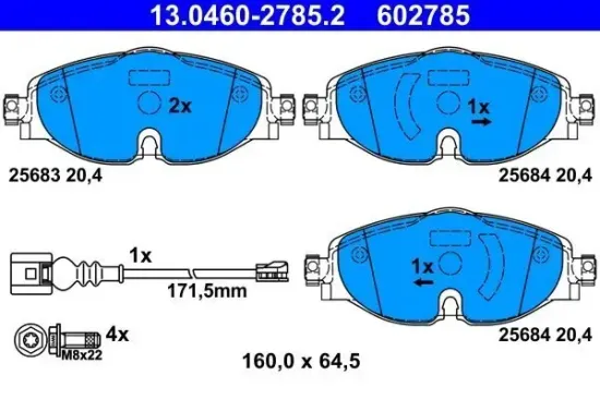 Bremsbelagsatz, Scheibenbremse ATE 13.0460-2785.2 Bild Bremsbelagsatz, Scheibenbremse ATE 13.0460-2785.2