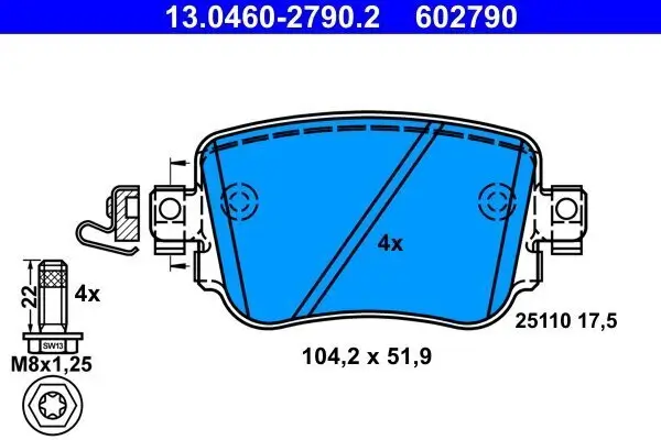 Bremsbelagsatz, Scheibenbremse ATE 13.0460-2790.2