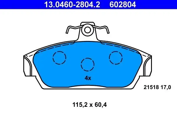 Bremsbelagsatz, Scheibenbremse Vorderachse ATE 13.0460-2804.2