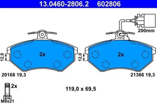 Bremsbelagsatz, Scheibenbremse ATE 13.0460-2806.2 Bild Bremsbelagsatz, Scheibenbremse ATE 13.0460-2806.2