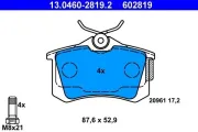 Bremsbelagsatz, Scheibenbremse Hinterachse ATE 13.0460-2819.2