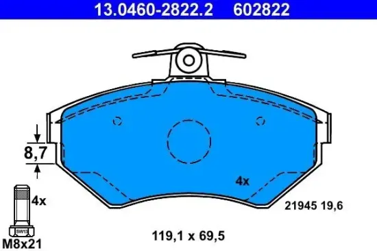 Bremsbelagsatz, Scheibenbremse ATE 13.0460-2822.2 Bild Bremsbelagsatz, Scheibenbremse ATE 13.0460-2822.2