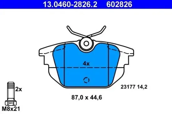 Bremsbelagsatz, Scheibenbremse Hinterachse ATE 13.0460-2826.2 Bild Bremsbelagsatz, Scheibenbremse Hinterachse ATE 13.0460-2826.2