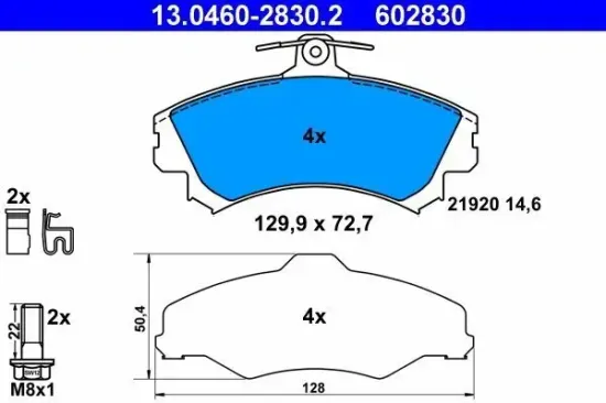 Bremsbelagsatz, Scheibenbremse ATE 13.0460-2830.2 Bild Bremsbelagsatz, Scheibenbremse ATE 13.0460-2830.2