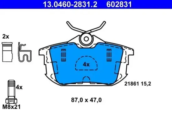 Bremsbelagsatz, Scheibenbremse ATE 13.0460-2831.2 Bild Bremsbelagsatz, Scheibenbremse ATE 13.0460-2831.2