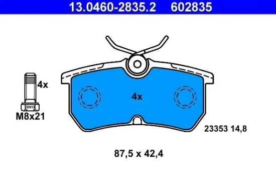 Bremsbelagsatz, Scheibenbremse ATE 13.0460-2835.2 Bild Bremsbelagsatz, Scheibenbremse ATE 13.0460-2835.2